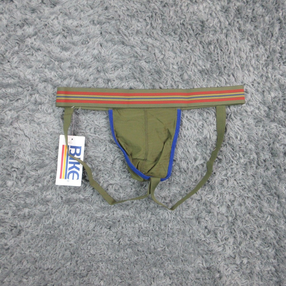 BIKE Olive Green Men's Athletic Jockstrap with Blue Trim - Picture 5 of 7